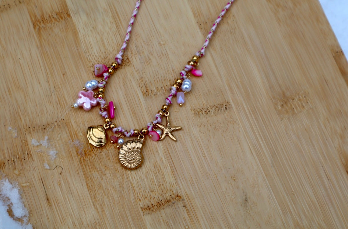 Collier - Coquillage rose