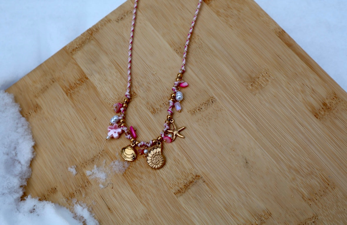Collier - Coquillage rose